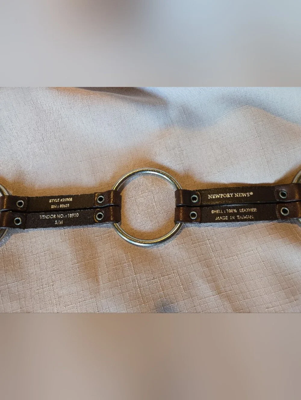 GAP Brown Leather Link Ring Belt with Mixed Metal Rings